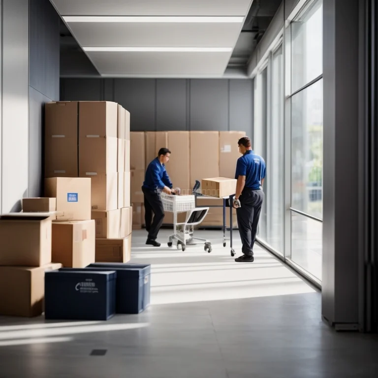 スタッフがオフィス搬出作業をしている様子